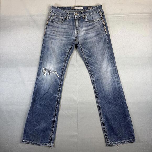 BKE Other - BKE Carter Jeans Mens 31R Blue Med Wash Distressed Straight Leg Modern Fit Denim